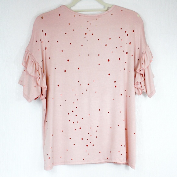 Distressed Ruffle Sleeve Relaxed Tee NWT - Picture 4 of 8
